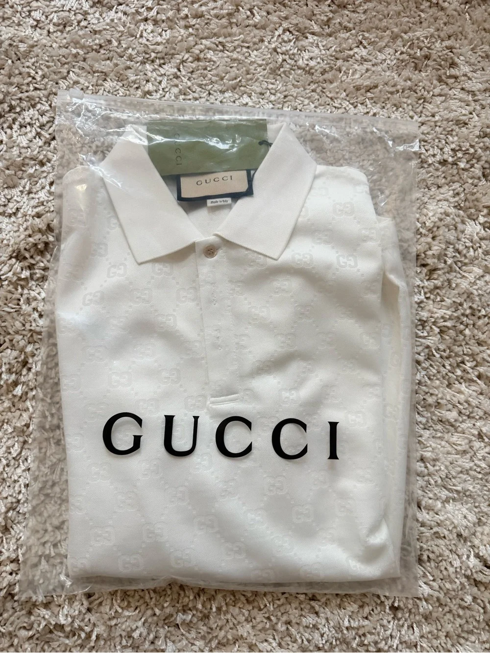 Gucci White Men's Embossed Logo Polo